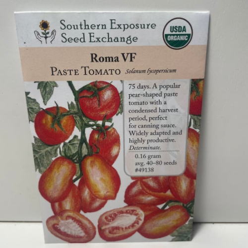 Roma VF Tomato Seeds, 1950's origin, Organic