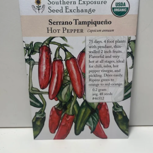 Serrano Tampiqueno Pepper,'s Heirloom, Organic