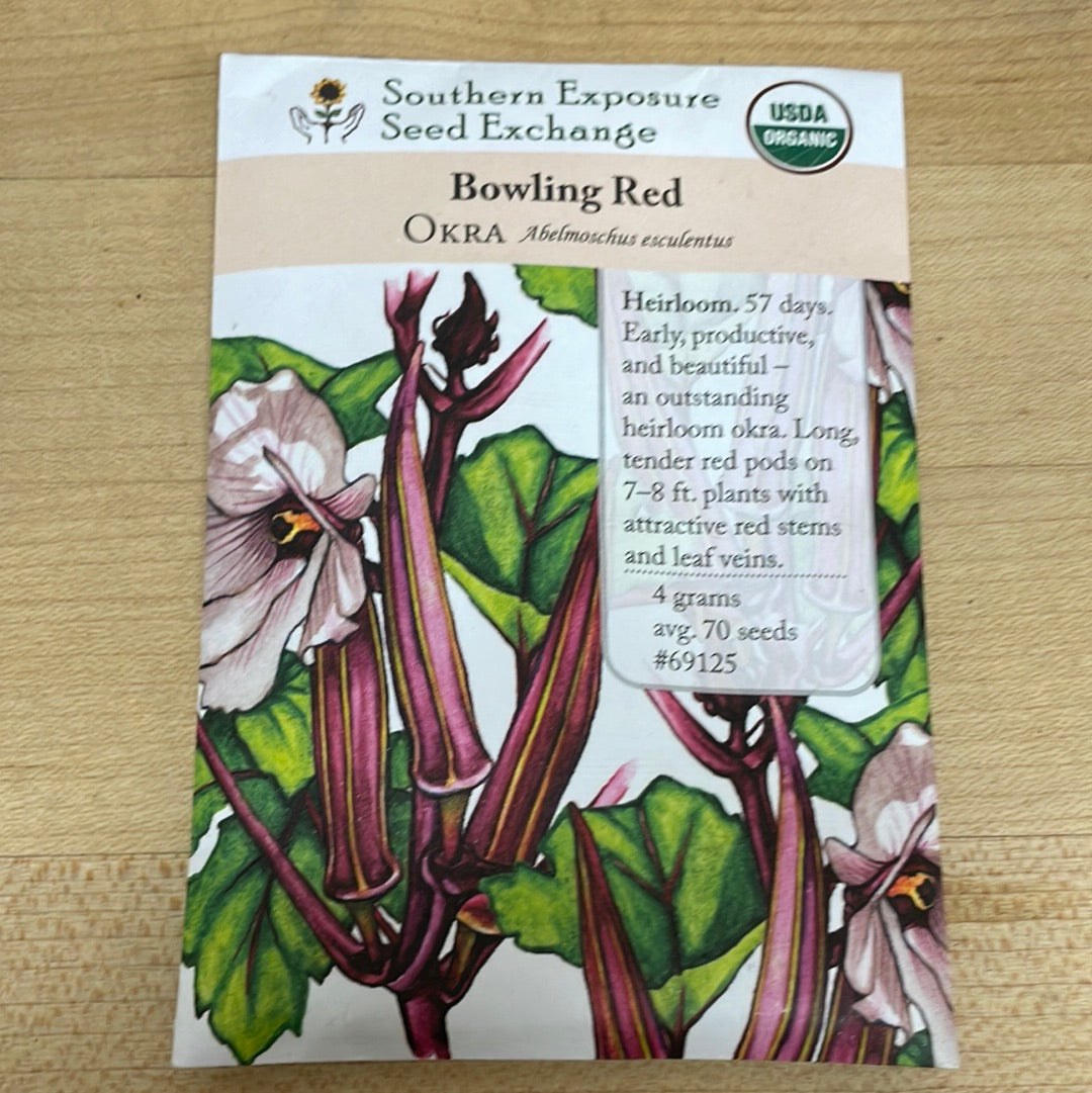 Bowling Red Okra, Organic Heirloom Seeds