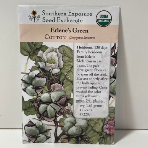 Erlene's Green Cotton Seeds, Heirloom, Organic