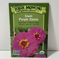 Thumbnail for Giant Purple Zinnia Flower Seeds, Organic