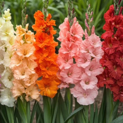 'Frizzle Mix' Large Flowering Gladiolus, Mix Ruffled Glads