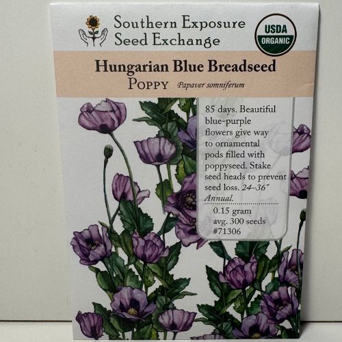 Hungarian Blue Breadseed Poppy, Organic, Heirloom