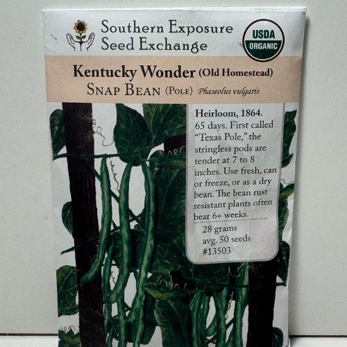 Kentucky Wonder Pole Bean, 1864 Heirloom - Organic and Conventional Available