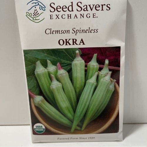 Organic Clemson Spineless Okra Heirloom Open Pollinated Seeds