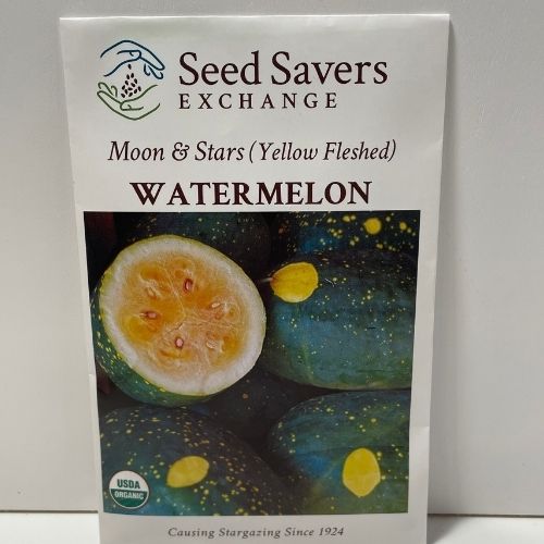 Organic Moon & Stars Yellow Watermelon heirloom open pollinated seeds
