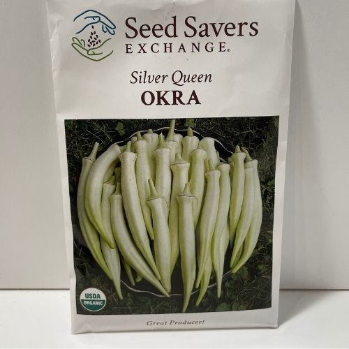 Organic Silver Queen Okra Heirloom Open Pollinated Seeds